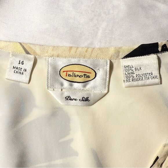 Talbots Floral Black and Cream Silk Skirt lined size 14 - Picture 6 of 7